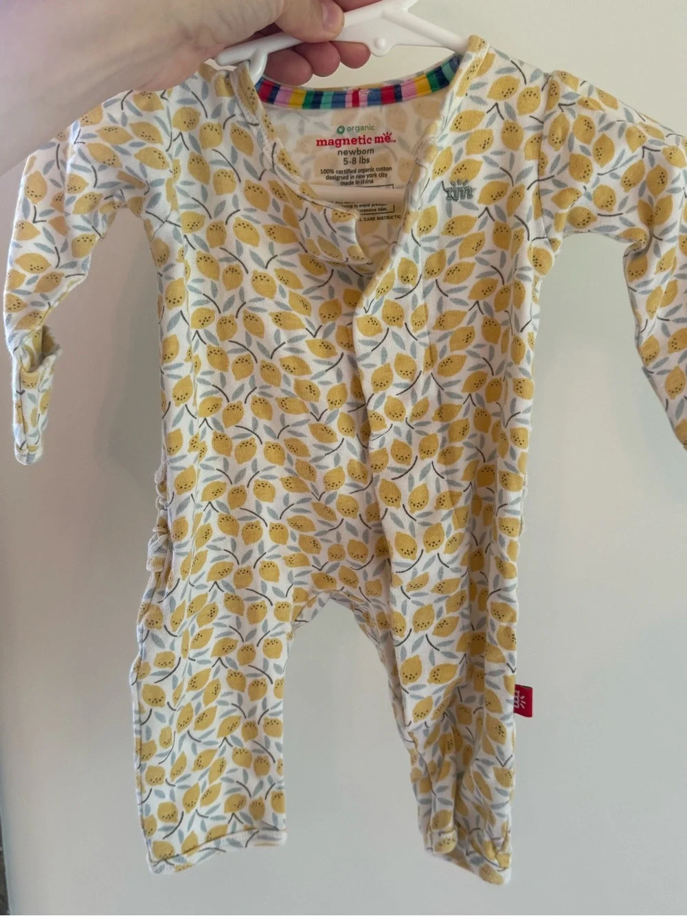 Magnetic Me Floral & Lemon Print Kids Pajama Footies - Yellow, Pink, Green